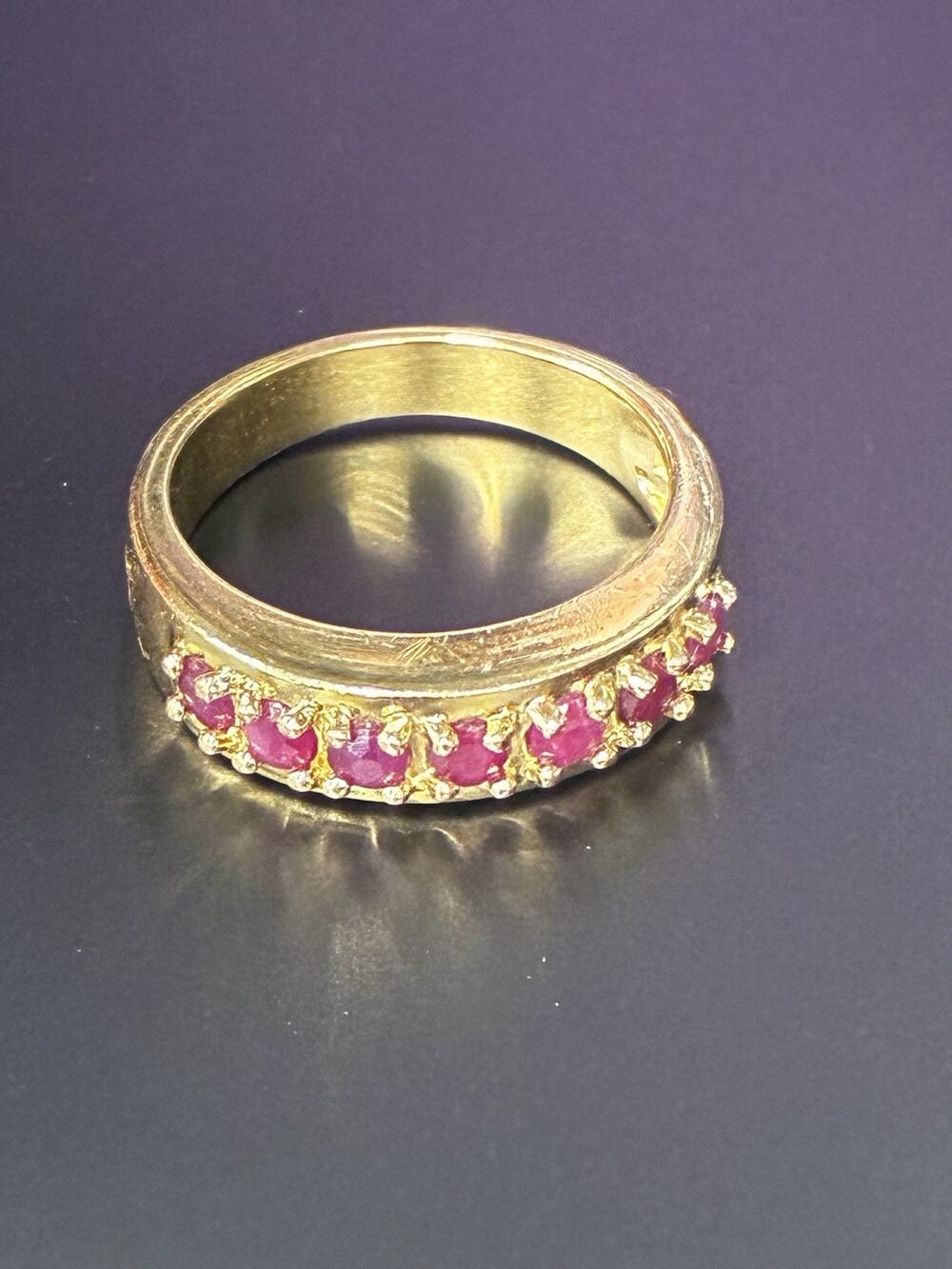 Rare Sterling Vermeil Ruby Gemstone Ring Size 7